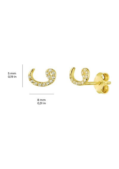 14 Ayar Altın Taşlı Vav Harfi Küpe 0,80 Gr-1420