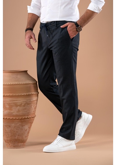Ecer Beli Lastikli İplikli Regular Fit Kışlık Kumaş Pantolon 001
