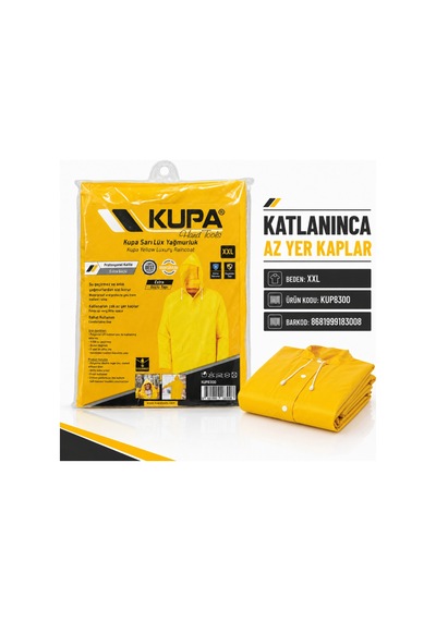 Kupa Sarılux Sarı Yağmurluk Xxl Su Geçirmez Pvc Kaplı Kapüşonlu Kup8300