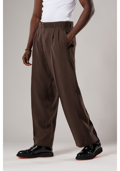Akçaylar Çift Pileli Yazlık Modal Kumaş Beli Kemerli Geniş Paça Baggy Pantolon Kahverengi Akçaylar Çift Pileli Yazlık Modal Kumaş Beli Kemerli Geniş Paça Baggy Pantolon Kahverengi