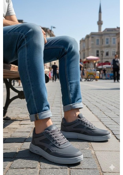 Fort 2308 Dks Keten Rahat Hafif Sneaker Erkek Ayakkabı Füme