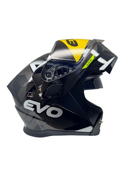 Kask Evo Marka Vizörlü Çeneden Açılır Metalik Siyah - Gri