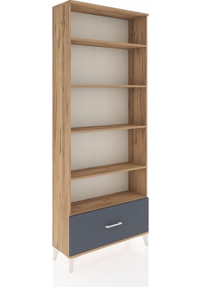 Arges Dolap 5 Raflı Tek Çekmeceli 88x30x221 Çam-antrasit Atlas Çam