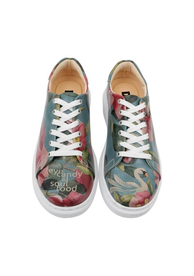 Kadın Vegan Deri Turkuaz Sneakers - Eye Candy & Soul Food Tasarım Çok Renkli