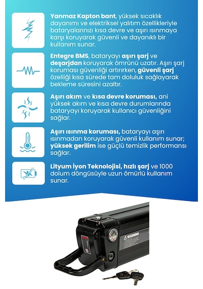 Rks Xs35 Uyumlu 36v 10ah Güçlendirilmiş Batarya