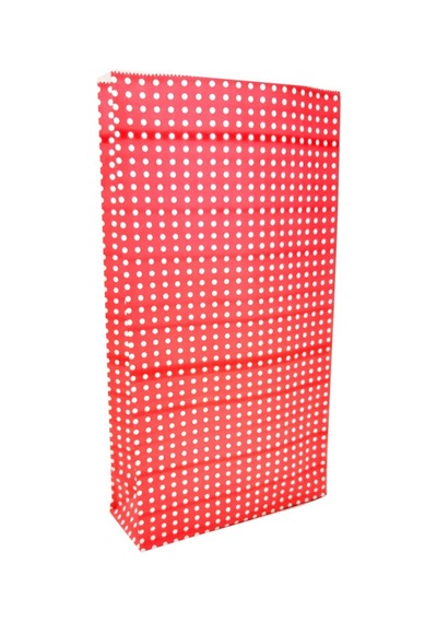 Kırmızı Puantiyeli Hediye Paketi Kese Kağıdı 25x15x6 Cm 10 Adet