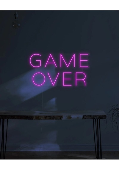 Game Over Yazılı Neon Tabela Pembe
