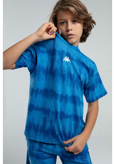 Kappa 332924 Erkek Çocuk Tie-dye Desen Şortlu Bermuda Pijama Takım Mavı