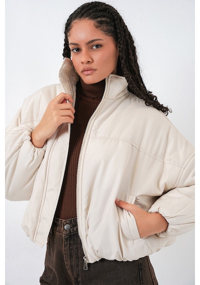 Bigdart Kadın Oversize Bomber Şişme Mont 5124 - Ekru