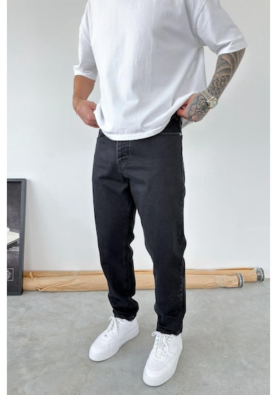 Koyu Füme Basic Boyfriend Pantolon