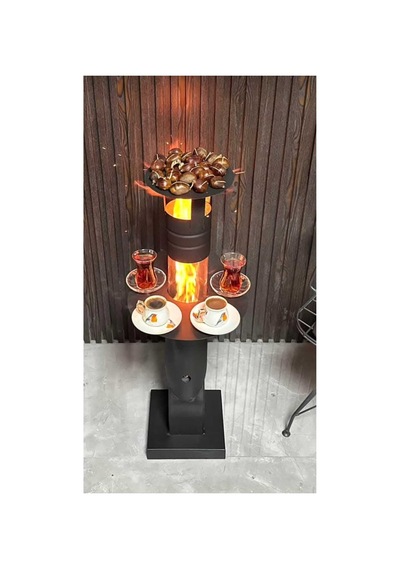 Füze Tipi Pelet Sobası Cam Soba Roket Soba Bahçe Cam Balkon Kış Bahçesi Cafe Kamp Tipi Tepsili Küçük