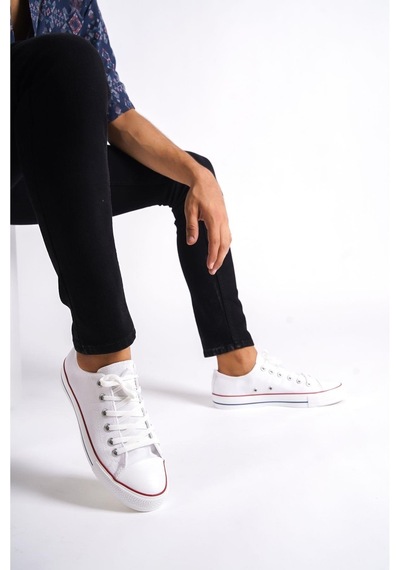Mubiano Mbcvs200b Düz Taban Bağcıklı Erkek Beyaz Bez Spor Ayakkabı & Sneaker Beyaz