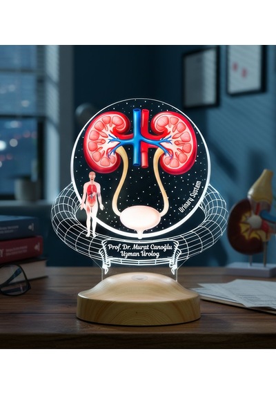 Üroloji Uzmanına Hediye Kişiye Özel Ürolog Doktor Led Lamba, Böbrek & Üriner Sistem Tasarımlı Tıp Hediyesi