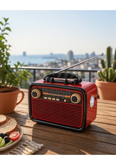 Müzik Kutusu Bluetooth Bağlantılı El Fenerli Nostaljik Tasarım Radyo 35932494