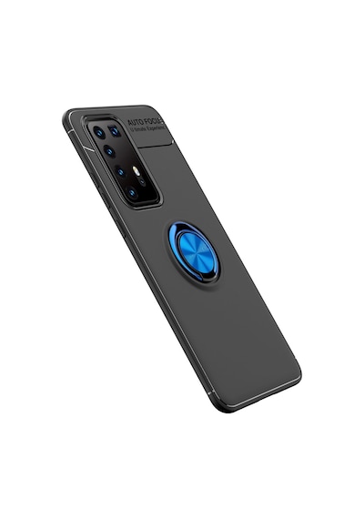 Newface Huawei P40 Pro Kılıf Range Yüzüklü Silikon - Siyah-mavi Siyah-mavi