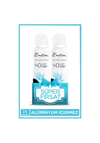 2 Adet Emotion Invisible Fresh Black & White Kadın Deodorant 150ml Vegan, Leke Bırakmaz