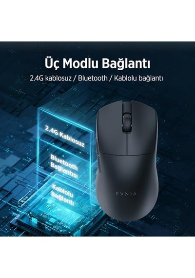Evnıa Serisi Spk9718 Kablosuz Bluetooth Dual Mod 30000dpı 6 Tuşlu Optik Oyuncu Mouse Siyah