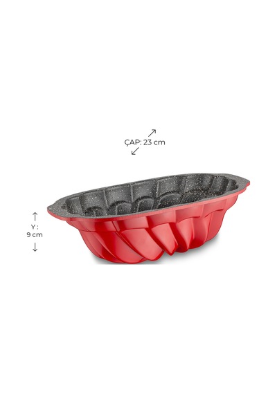 Emsan Flora Baton Döküm Kek Kalıbı Kırmızı 23 Cm