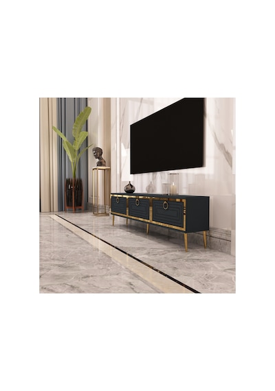 Palo 150 Cm Tv Ünitesi Tv Sehpası Antrasit-altın Antrasit - Altın