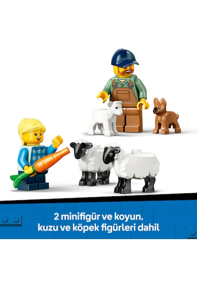 LEGO® City Römorklu Kırmızı Çiftlik Traktörü ve Koyun 60461 - 4 Yaş ve Üzeri Çocuklar için Yaratıcı Oyuncak Yapım Seti (116 Parça)