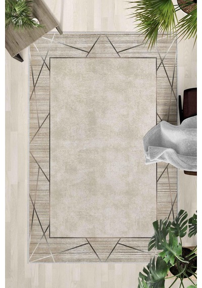 Kaymaz Taban Yıkanabilir Halı Mutfak, Salon, Yatak Odası İçin Modern Dijital Baskı Halı Slnhal101 - 427 Çok Renkli