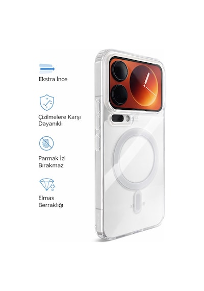 Redmi 17 Pro Max Uyumlu Kamera Korumalı Magsafe Wireless Şarj Özellikli Lüks Şeffaf Silikon Telefon Kılıfı Resimdeki