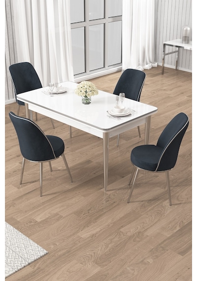 Canisa Rewa Serisi 70x110 Sabit Beyaz Krom Detay Masa Takımı Ve 4 Antrasit Sandalye Masa Beyaz Sandalye Antrasit Krom Ayak Canisa Rewa Serisi 70x110 Sabit Beyaz Krom Detay Masa Takımı Ve 4 Antrasit Sandalye Masa Beyaz Sandalye Antrasit Krom Ayak
