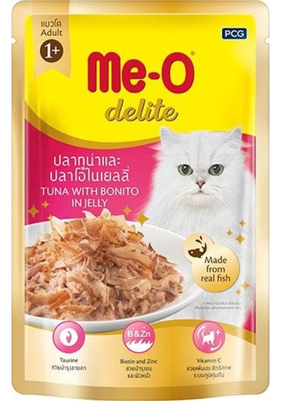 Me-O Delite Ton Balık ve Palamutlu Jöleli Pouch Yetişkin Kedi Yaş Maması 70 G