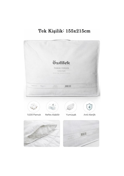 Özdilek Tek Kişilik Doğal %100 Pamuk Yorgan 155x215 Beyaz