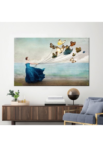 50x70cm 1 Parça Kanvas Tablo, Kelebek Sevgilisi