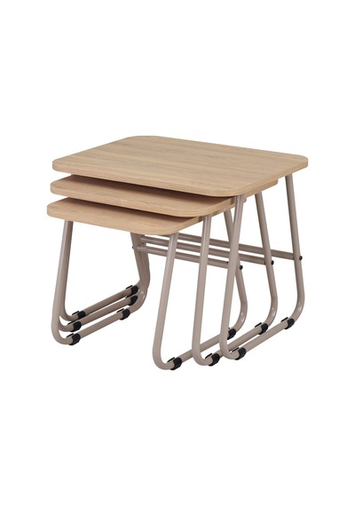 Vilinze Zigana Çok Amaçlı Vizon Metal Ayak 3'lü Naturel Mdf Zigon Sehpa Vizon-naturel