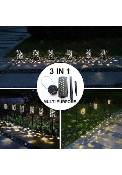 2'li Solar 43 Cm Güneş Enerjili Bahçe Lambası Solar Dekoratif Kazık Aydınlatma Balkon Teras Yürüyüş Yolu 85013462
