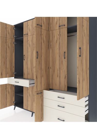 Hyperion Dolap 8 Raflı 4 Çekmeceli 3 Askılı 220x44x243 Antrasit-çam/aytaşı Atlas Çam/aytası Hyperion Dolap 8 Raflı 4 Çekmeceli 3 Askılı 220x44x243 Antrasit-çam/aytaşı Atlas Çam/aytası