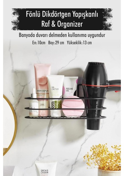 Paslanmaz Çelik Yapışkanlı Fönlü Duvar Rafı & Organizer & Banyo Duş Askısı Diğer