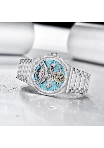 Pd-ys028 42mm 100m Su Geçirmez, İskelet Otomatik Safir Kristal Işıkl Full Çelik Lüks Erkek Kol Saati Gümüş