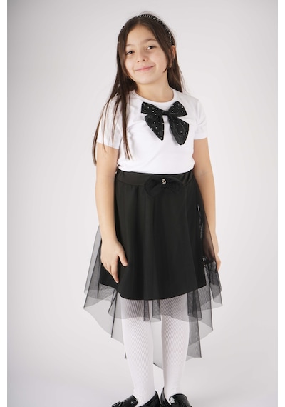 Miniko Kids 23 Nisan 29 Ekim Konsept Fiyonk Detaylı Tül Detaylı Tütü Etekli Takım Siyah