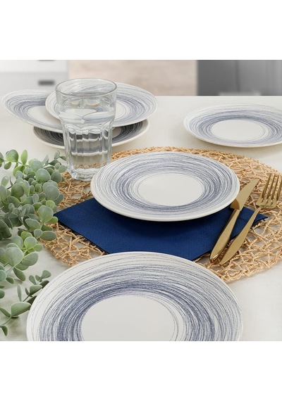 Round Line Pasta Tabağı 20 Cm 6 Adet - 18401 Çok renkli