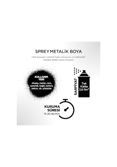 Polisan Metalik Sprey Boya 400 ML. Metalik Siyah