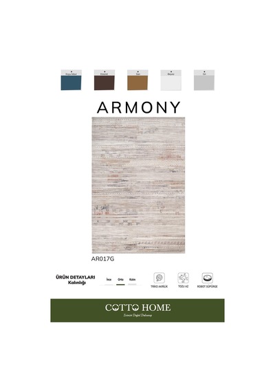Armony Ar017g Renkli Halı Modern Desenli Akrilik Pamuk Taban Tozu Az Salon Halısı Yatak Odası Reklı