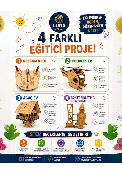 Stemist Box Anaokulu Yaz Seti - 4'lü Ahşap Stem Eğitim Seti - Aktivite Kutusu