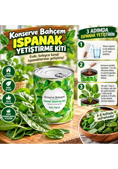 Konserve Bahçem Evde Konservede Kolay Ispanak Yetiştirme Kiti Aklby-bsva58 Diğer