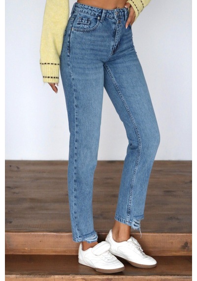 Lacarino 7609 Mom Fıt Kadın Jean Pantolon Ice Blue
