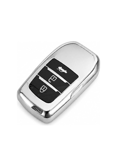 Autohan Keys Toyota Corolla İle Uyumlu Lüks Nano Anahtar Kılıfı, 3 Buton, Krom Renk, Flama X Pack