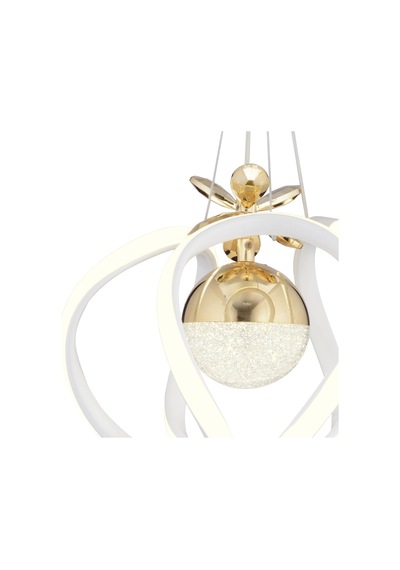 Pelin Tekli Beyaz Gold Ledi Modern Oturma Odası, Koridor, Salon Led Avize