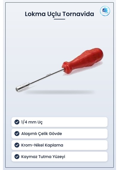 Lokma Uçlu Tornavida 1/4 Mm Alaşımlı Çelik Krom Nikel Kaplama Man