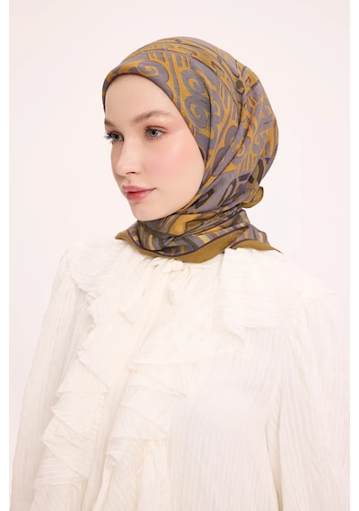 Silk Home Dört Mevsim Antik Motif Viskon Velora Eşarp 6420 Olive