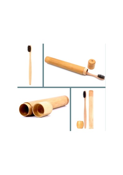 Omeniv Doğal Bambu Diş Fırçası Bambu Kutu ve Standı Set Omeniv Doğal Bambu Diş Fırçası Bambu Kutu ve Standı Set