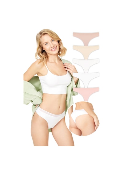 Cottonhill Basic Lazer Kesim File Lastikli Brezilya Külot 5'li Paket Renkli-8 Çok Renkli