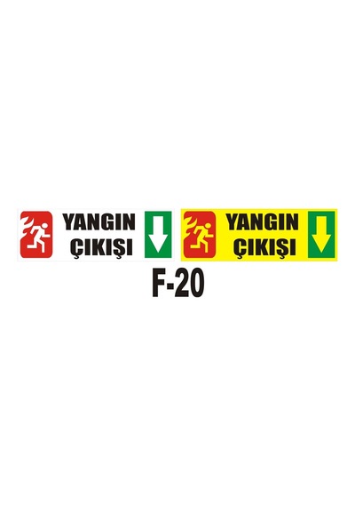Fosforlu & Düz Levha Yangın Çıkışı Yönlendirme Aşağı Ok