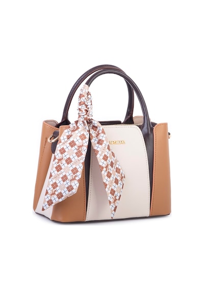 Nas Bag Şık Fularlı Mini El Ve Omuz Çantası Krem Camel Calven